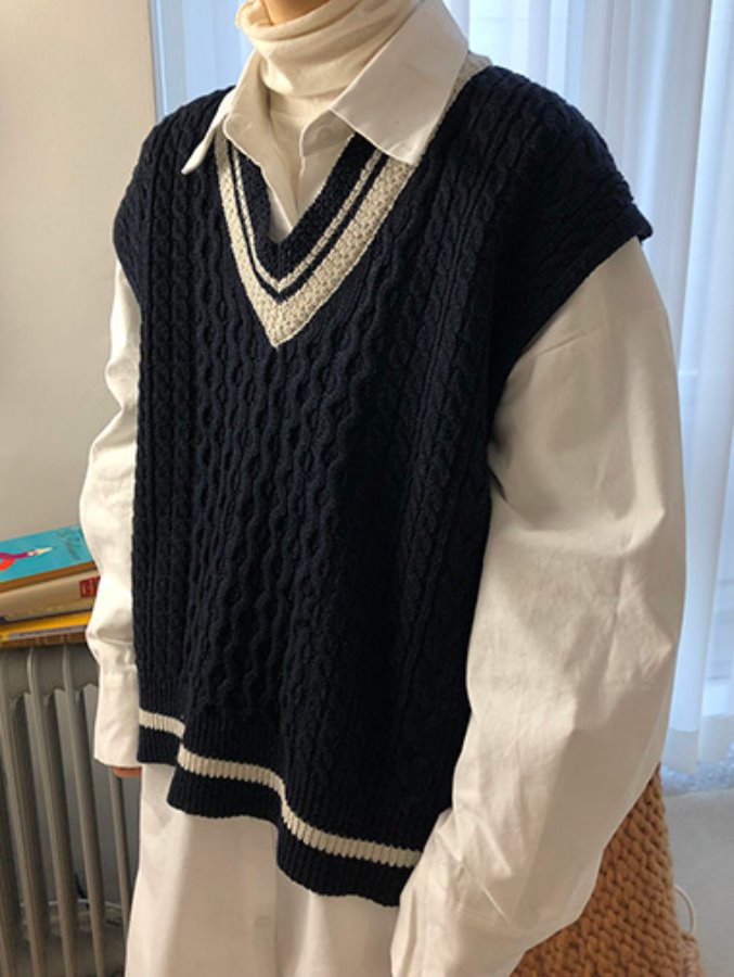 basic knit vest / 4color