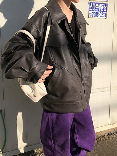 [unisex] Hope leather boxy jumper / 2color
