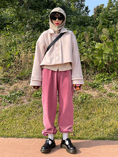 (울10) Woolen crop coat / 2color