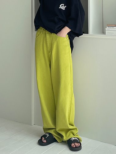 Cotton colorful light pants / 와인,라임