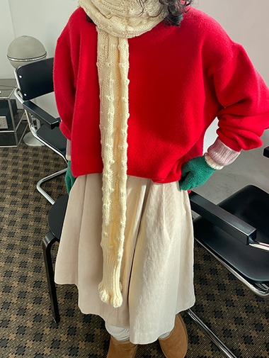 (울10) Woolen unisex round knit / 3color