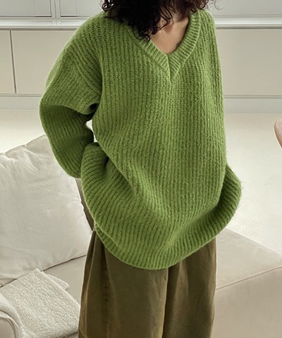 Overfit V-neck knit / 5color
