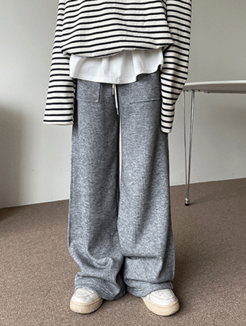 Cutting Knit banding wide pants / 3color