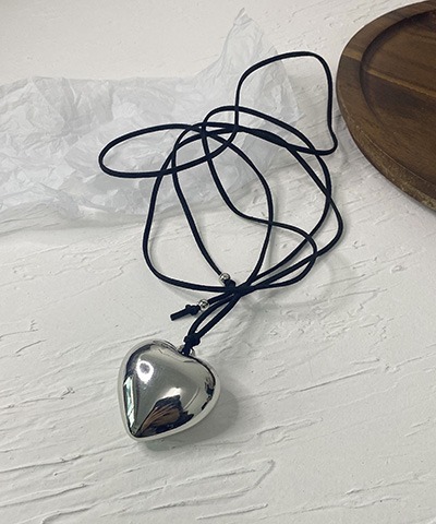 Silver big heart necklace