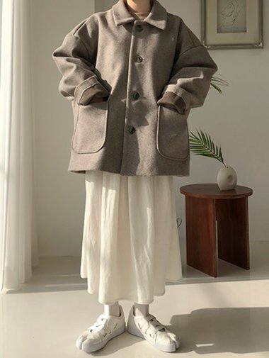 [unisex] Woolen crop jacket / 2color