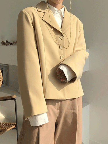 Crop button jacket / 2color