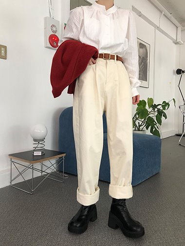 [마지막수량] Pintuck cotton wide pants