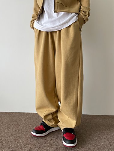 Pintuck wide traning pants / 3color