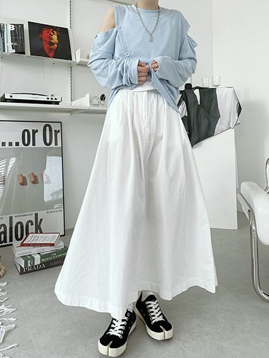 Cotton pintuck skirt / 3color
