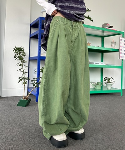 Weed pintuck dyeing wide pants / 2color